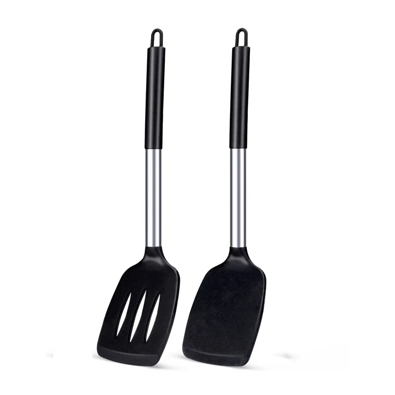 2-Piece Silicone Spatula Set Heat Resistant Nonstick Kitchen Utensils with Stainless Steel Core